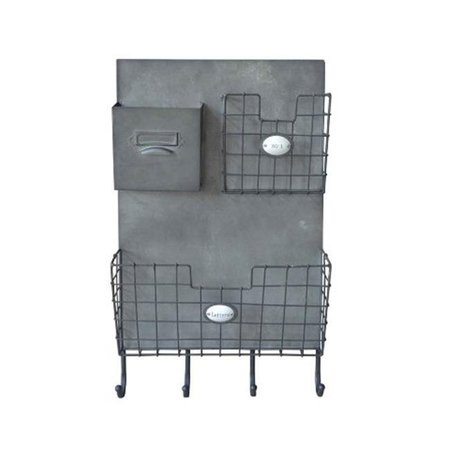 H2H Metal Wall Organizer With 4 Hooks And 3 Storage Slots H253426